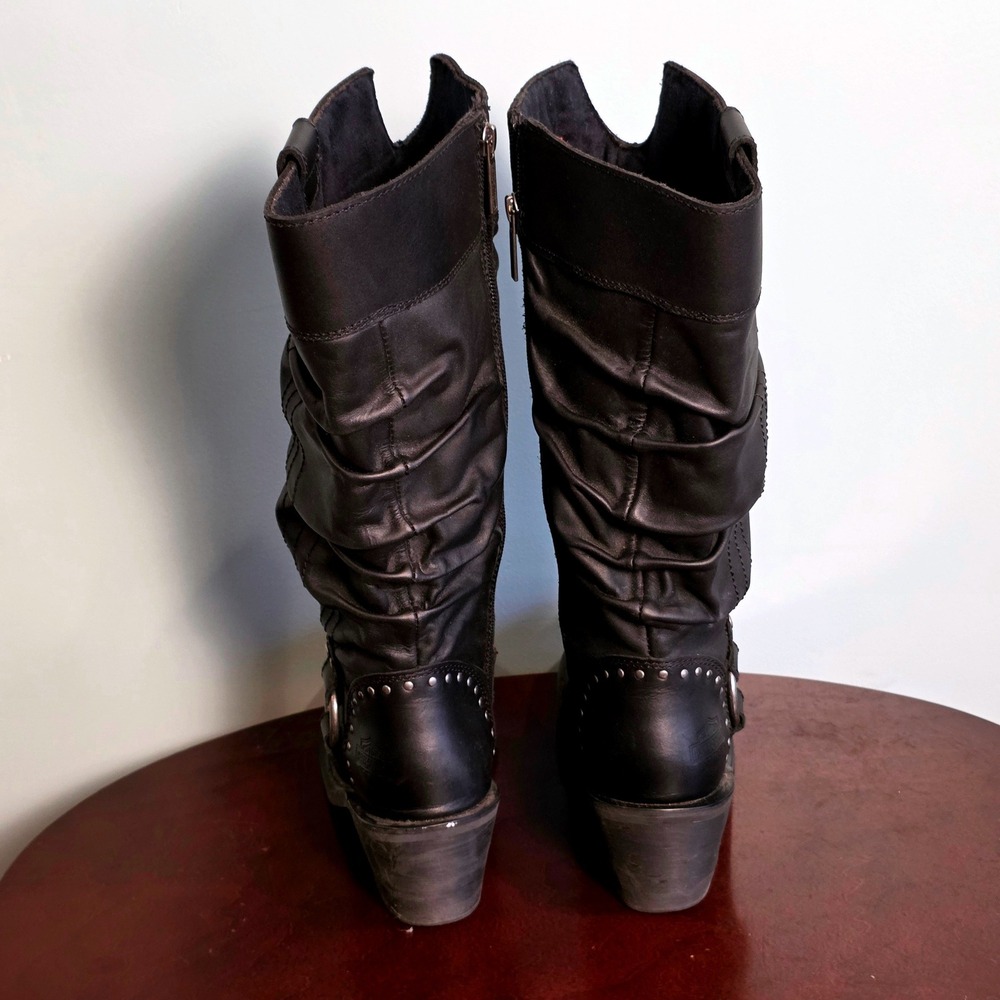Harley-Davidson Womens Black Leather Slouch Harness Boots D83562 Size 7M - Picture 4 of 9